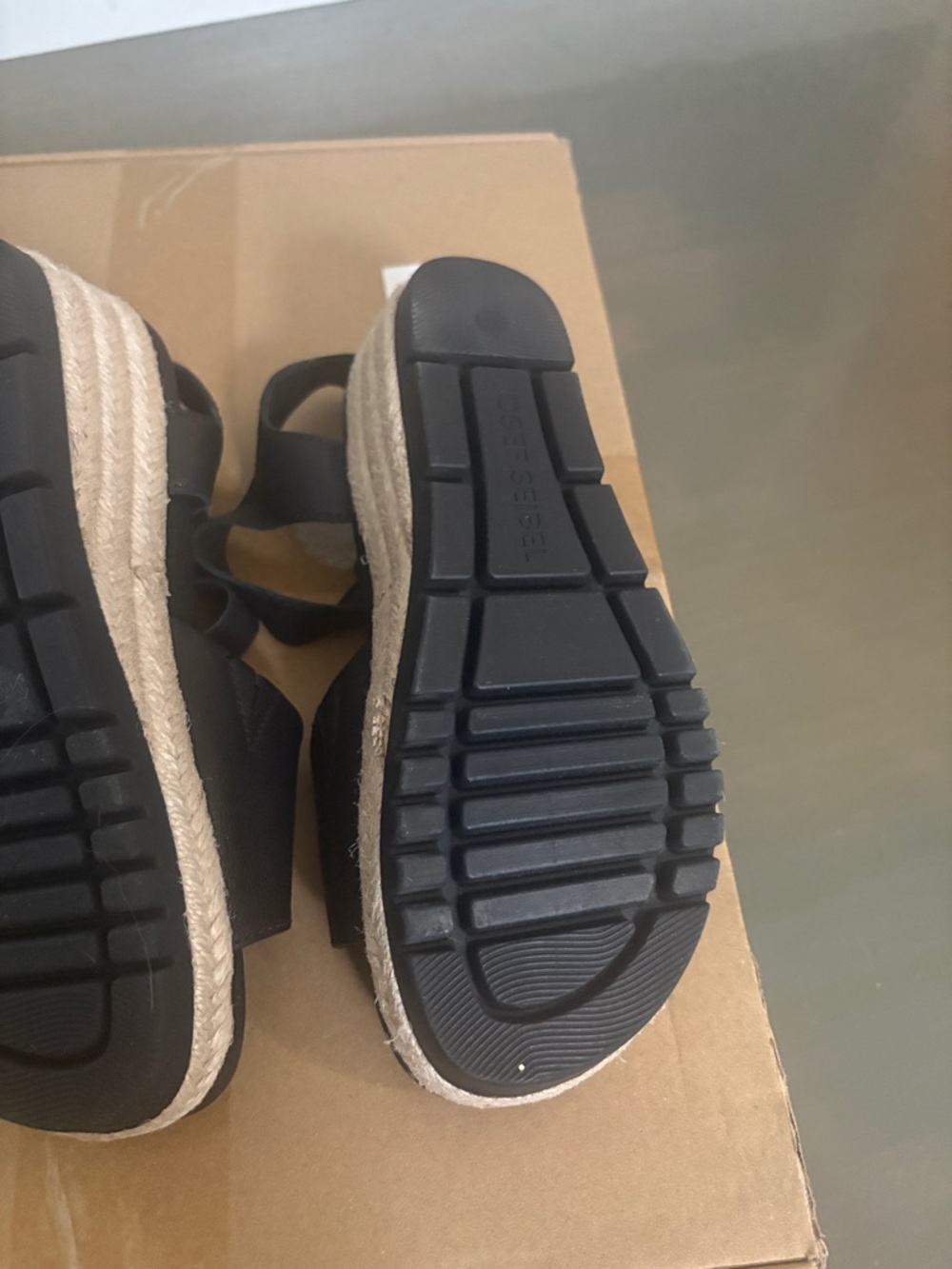 Black Espadrille Platform Sandals with Ankle Strap - Picture 5 of 5